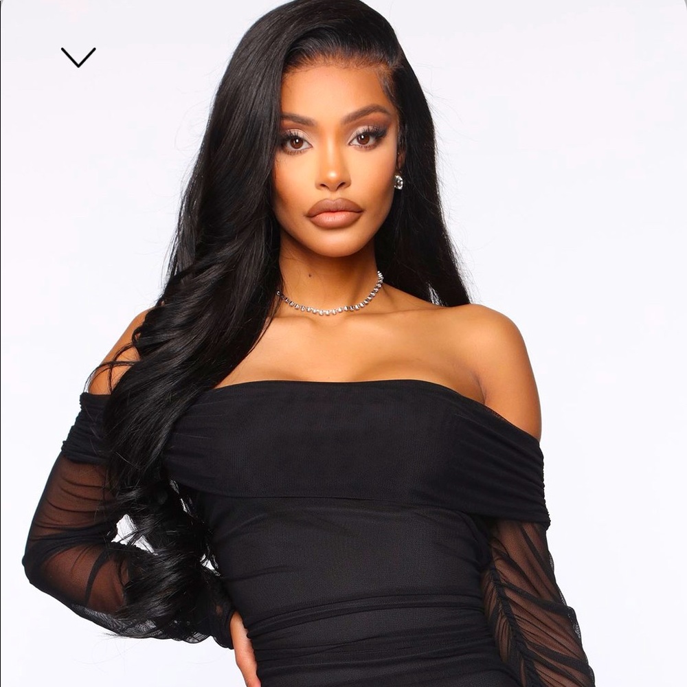 Fashion Nova: Top Trend Ruched Maxi Dress-Black. Never worn.